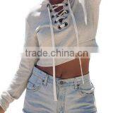 Women's Cotton Caftans Drawstring Hoodie Hooded Neck Fit Crop Top thumbnail-1