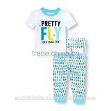 Boys Short Sleeve Printed White Top and Allover Bug Printed Pant pj Set thumbnail-1