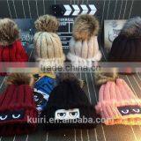 Brand Design Winter Knit Thicken Hat Monster With Faux Fur Poms With Super Quality thumbnail-1