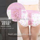 Ladies Mid Waist Underwear Sexy Lace Printing Briefs Pants Hollow Women Underwear thumbnail-3
