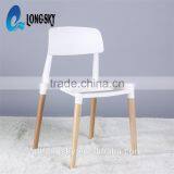 LS-4006 Hot Selling Cheap Elegant Design Wood Legs Plastic Stacking Chair thumbnail-5