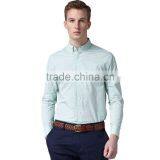 Men's Stripe Long Sleeve Cotton and Linen Light Blue Shirt thumbnail-1