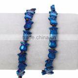 (Grade A) Natural Halloween Owl Royal Blue AB Color Hematite Beads thumbnail-3