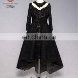 2017 Supplier Of Dress Long Sleeve Full Lace Front Short Back Long Black Prom Dress thumbnail-1