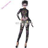 Sugar Skull Cat Sexy Turtleneck Long Sleeve Print Halloween Party Costumes thumbnail-1