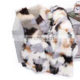 Recyclable Manufacturers Colorful Square Jacquard Plush Soft Warm Luxury Long Faux Fur Throw Blanket for Winter thumbnail-6