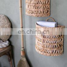 Hot Sale Water Hyacinth and Jute Antique Wicker Wall Hanging Baskets for Plants Accessories Flower Holder Supplier thumbnail-4