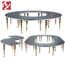 Luxury Golden Wedding Table Wholesale Event Rental Round Half-Moon Shape Stainless Steel Banquet Dining Table thumbnail-3