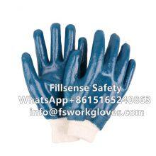 Knit Wrist Cotton Jersey Liner Half/Fully Coated Nitrile Gloves Heavy Duty Work Gloves Industrial Work Gloves thumbnail-4