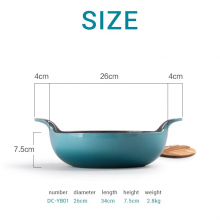 Hot Selling Chinese Large Round Wok Cookware 26cm Blue Enameled Cast Iron Food Warmer Casseroles Non Stick Stewpot With Lid thumbnail-2