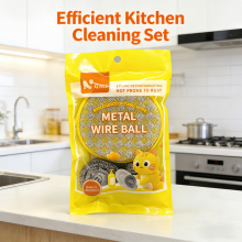 Kitchen Non Scratch Absorbent Dish Scrub Sponge Double Layer Foam Fiber Scouring Pad for Pots Pans Nonstick Cookware thumbnail-1