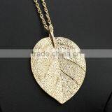 Noble Retro Leaf Necklace Sweater Chain Gold Leaf Long Necklace Quality Choice thumbnail-2