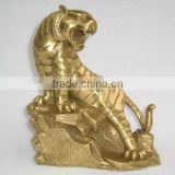 Brass roaring tiger sculpture