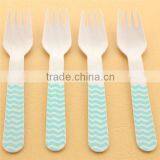 Pink Stripe Polka Dot Chevron Wooden Fork Wooden Utensil Wedding Deco Fork thumbnail-1