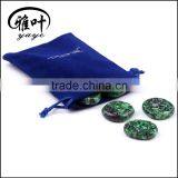 Natural Ruby&Zoisite Palm Stones With Velvet Pouch Bag