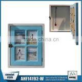 Antique Colour Wooden Jewelry Box With Metal Hook, 4 Frame Openings 4x6" Opening