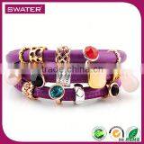 Custom Jewelry Wholesale Charms Purple 2015 Hot Sale Leather Bracelet