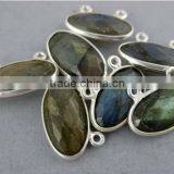 Fashion Silver Labradorite Oval Gemstone Connector