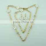 Wholesale Gold Chain Enamel Flower Rninestone Fashionable Jewelry Necklace Set thumbnail-5
