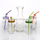 Wholesale Clear Classic Unique Glass Drinking Set WIth Colored Lid