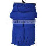 Royal Blue Solid 3 Pieces Polyester Fleece Glove Scarf & Beanie Winter Sets