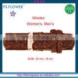 FS FLOWER - Wholesale England Style Import Brand Woolen Orange Color Watches Strap Leather Back Stitching 18mm, 20mm thumbnail-1