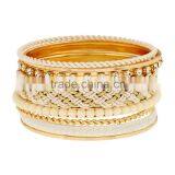 Fashion Bohemian Style Retro Beads Cloth Art Braid Big Gold Plated Bangle For Women Charm Vintage Multilayer Wide Bracelet