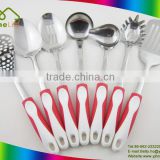 Hot Sale colorful Kitchen Utensils with colorful handle, Stainless steel Kitchen Accessory, Cookware set