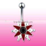 Red Star Wtih Gem Navel Belly Rings New Body Jewelry