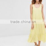 China Wholesale 100% Cotton Sleeveless maxi tiered dress long one piece dress