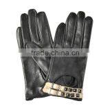 New design rivet decoration brief paragraph drving sheepskin ladies leather gloves