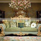 Rococo Palace Wooden Hand Carved Gold Leaf Upholstery Bedroom Set/European Bedroom Furniture(MOQ=1 SET) thumbnail-5