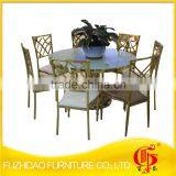 Foshan Furniture Stainless Steel With Glass Top Table for Dining Hotel thumbnail-5