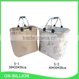 Canvas linen collapsible tote shopping market basket