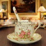 New Porcelain Ivory Color Rose Tea Cup and Saucer Set for Tea Coffee thumbnail-1