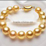 11-12mm Gold South Sea Pearl Bracelet With 14k Gold Clasp thumbnail-4