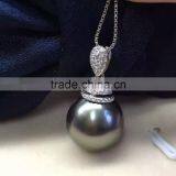 Wholesale 9-10mm Jewelry Black Tahitian Pearls 14k Gold Pendant thumbnail-1