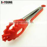 14061 9 Inch Kitchen and Barbecue Grill Tongs Silicone BBQ Cooking Stainless Steel Locking Food Tong Salad Tongs thumbnail-2