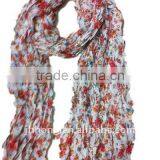 Orange Floral Chiffon Rose Scarf