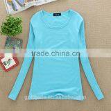Lady Fashion 100%cotton Top Plain Women Long Sleeve t Shirt thumbnail-3