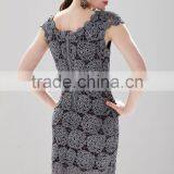 Short Sleeve Flower Cut-out Metallic Effect Ladies Slim Body Crochet Dress SR- D782 thumbnail-4