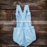 Boutique Summer Infant Cotton Clothing Baby Girls Plain Gingham Bodysuit Baby Sleeveless Romper thumbnail-2