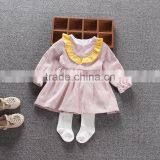 Long Sleeve Baby Cotton Dress Striped Child Princess Yellow Lotus Collar Design Princess Dress thumbnail-2