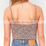 2017 Unique Women Colorful Knit Fabrication V-neck Thin Straps Knit Crop Tops thumbnail-5
