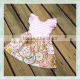 Wholesale Children Clothing Cute Girl's Pink Striped Dress Fly Sleeve Dress thumbnail-1