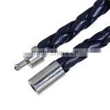 Simple Design Braided Cord Silver Tone Deep Blue Leather & Copper Bracelets thumbnail-2