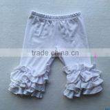 Autumn hot sale children's back to school icing pants baby girls boutique ruffle capri pants kids cotton dancing wear