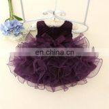 Purple Flower Baby Dress Tulle Bow Smash Tutu Girl Dress Ballerina Party Invitations thumbnail-1