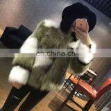 Round Collar Tea Green Color Fox Fur Coat, Blue Fox Red Fox Silver Fox Fur Mixed Fashion Short Size Coat S M L thumbnail-3