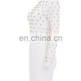 Women's Elegant Long Sleeve High Neck Studded Bandage Party Dresses thumbnail-4